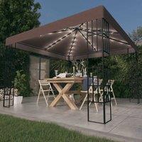 Gazebo with LED String Lights 3x3 m Taupe Outdoor Products Sunshade and Rainproof Outdoor Decoration