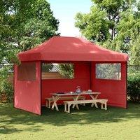 Foldable Party Tent Pop-Up with 3 Sidewalls Burgundy Outdoor Products Sunshade and Rainproof Outdoor Decoration