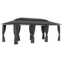 Gazebo with Curtains 600x298x270 cm Anthracite Outdoor Products Sunshade and Rainproof Outdoor Decoration