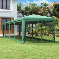 Party Tent with 10 Mesh Sidewalls Green 3x12 m HDPE Outdoor Products Sunshade and Rainproof Outdoor Decoration