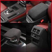 For Audi Q5L 2021-2024 Model Alcantara Overlay on Gear Shift Knob Cover, Armrest Box Cover,Rear Air Vent Frame,Central Panel