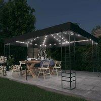 Gazebo with LED String Lights 3x4 m Anthracite Outdoor Products Sunshade and Rainproof Outdoor Decoration