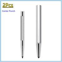 2-Piece Octagonal High Hardness Center Punch with Non-Slip Handle & Tapered Tip Locator for Metal Drilling Marking Fitter Chisel