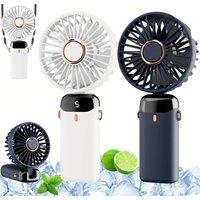 Portable Handheld Fan 2 Pack, Rechargeable Mini Foldable Fan with 5 Speeds and Power Display for