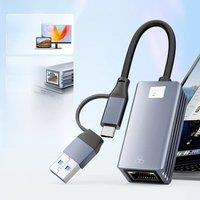 USB C to 5G Ethernet Adapter USB 3.2 Type A/Type C to 5 Gigabit Ethernet Adapter RJ45 LAN Network Converter for Windows Mac OS