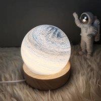 Moon 3D atmosphere light, hand-blown glass - USB-powered desk lamp, modern space night light, suitable for home and office, bedr
