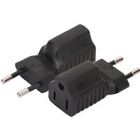 Black EU 4.0MM to US NEMA 5-15R Power Adapter Converter Europe Swiss Italy 2Pin to 5-15R Travel Adapter Plug