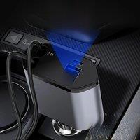 120/66w 4 IN 1 Retractable Car 12V USB Charger Cord Cigarette Lighter Mobile Phone Type C Cable For iPhone Fast Charge Adapter