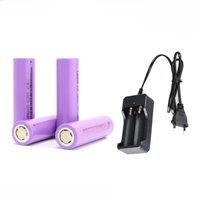 3.7V Rechareable batteries 18650 battery 2600mah with Europlug charger For Bicycle Battery pack Flashlight Lithium Li Ion 3C 5C