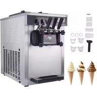 Commercial Soft Ice Cream Machine 3 Flavors 18-22L/H Ice Cream Soft Serve Maker 60HZ Lcd Panel One-click Cleaning