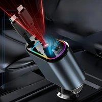 120W Car Retractable Charger, Starry sky car charger LED, Super Fast Cigarette Lighter Adapter for