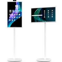 32 portable smart tv stand on wheel, battery operated tv android 13, 8-core, 8GB RAM, 128GB flash, 4K camera,incell LCD w Touch