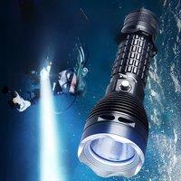 Brightest XHP70 Diving Flashlight Rechargeable Diving Torch Strong IP8 Waterproof Light Underwater