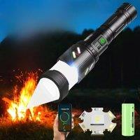 200000LM Tactical Firestarter Flashlight High Power Led Flashlight Type-C Rechargeable Torch Laser