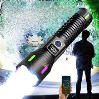 2025 Ultra Powerful 10000000LM LED Flashlight Flashlight Fluorescent Long Range 3500M Zoom Torch