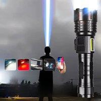 Most Powerful LED Flashlight Super Bright Rechargeable Torch Light Powerful Long Range 6000M Flash