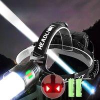 100000LM High Power LED Headlamp Strong Light Head Flashlight Powerful Rechargeable USB Head Torch