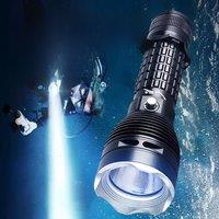 Brightest XHP70 Diving Flashlight Rechargeable Diving Torch Strong IP8 Waterproof Light Underwater