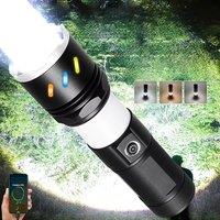 High Power Led Flashlight Powerful USB Rechargeable Tactical Torch Spotlights Telescopic Zoom Super