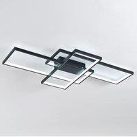 LED Ceiling Light,64W Modern Ceiling Lamp,3-Squares Aluminum Black LED Chandelier,Simple Flush Mount