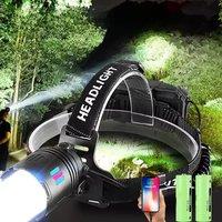 Super Powerful Headlamp 800W LED White Laser Spotlight 3500m Rechargeable Head Flashlight Outdoor