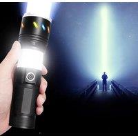 Strong Light LED Rechargeable Outdoor Flashlight COB Light Camping Torch Built-in Battery Type-C