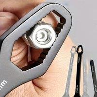 1pc Universal Double Ended Wrench, Self-Tightening 3-17mm Screw Nuts Repair Wrench, Double-Headed Ratchet Spanner, Adjustable