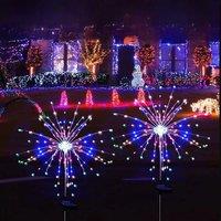 New Solar Firework LED Stake Lights Outdoor Garden Decor Waterproof Yard Lawn Patio Landscape Fairy Lamp with 8 Lighting Modes