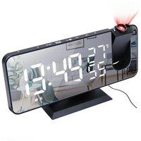 Radio LED Digital Smart Alarm Clock Watch Table Electronic Desktop Clocks USB Wake Up Clock with 180 Time Projector Snooze