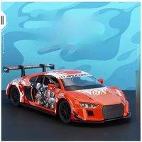 R8 alloy model car draw style, unique decorations of the car center console, fun accessories, exquisite desktop ornaments