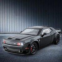 Hellcat alloy model car, cool lighting and sound effects, exquisite interior, unique decorations for the car center console