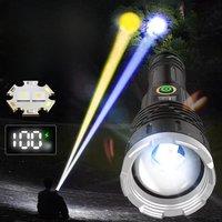 Newly High Power Rechargeable LED Flashlight Yellow White Tactical Torch Ultra Powerful Flashlight