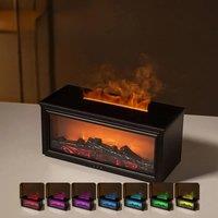 New Colorful Flame Mini Fireplace Aroma Diffuser 280ml Waterless Auto-Off Air Humidifier with Timer
