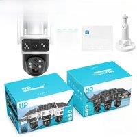 V380 4G Dual Screen Solar Camera Outdoor 10X Zoom 6K Three Lens Human Auto Tracking Surveillance