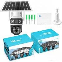 VISION 4K Solar Camera 8MP 4G SIM Card Dual Lens Screen Surveillance Battery Camera Color Night