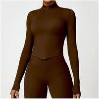 Women's Gym Exercise Shirt Yoga Long Sleeve Sportswear Top Zipper Jacket Gym Push Up Workout Tops Running Cycling Sportswear