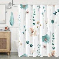 1pc Modern Watercolor Floral Shower Curtain Set with Hooks - Waterproof and Minimalist Design for