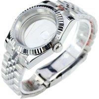 Transparent atch Case + Strap 39mm Stainless Steel Shell for NH35/NH36/NH34/NH38 Movement Watch Cover Watchband