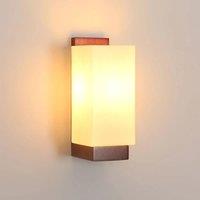 Indoor Wall Light,Vintage Wood Wall Lamp E27,Creative Glass Lampshade Wall Lighting for Corridor