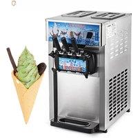 Commercial Soft Ice Cream Machine, 1200W Production Capacity Of 4.86Gal/H, 4.2*2 Liter Hopper, 3 Flavors, LCD Panel
