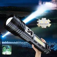 High Power USB Rechargeable Flashlight 2000000LM Powerful LED Torch Zoomable Long Shot 4000m