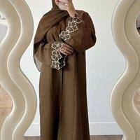 2025 Islamic Abaya Cardigan with Exquisite Flower Cuff Detailing Stylish Women The Middle East