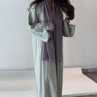New Chic Ramadan Ethnic Muslim Kimono Open Abaya for Turkey Women Modest Solid Embroidery Full