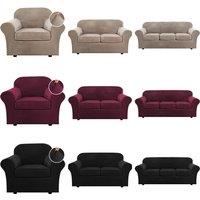 Stretch Sofa Slip covers 1/2/3 Seater Plush Velvet Separate Cushion Couch Cover Washable Furniture
