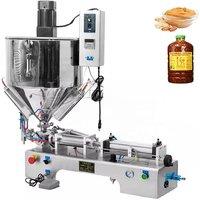 High Viscosity Heating Stirring Double Head Filling Machine, Commercial Pneumatic Salad Tomato Sauce Filling Machine