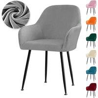 2025 Soft Velvet Dining Chair Cover Stretch High Armchair Covers Elastic Anti-slip Chair Slipcover