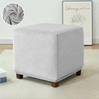 2025 Velvet Ottoman Cover Square Solid Color Footrest Slipcovers Elastic House Pouf Stool Cover Living Room Furniture Protector