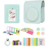 7-in-1 Camera Bag for Fujifilm Instax Mini 12 PU Case 64 Pockets Photo Album Colorful Photo Frame Selfie Mirror Lens Filters