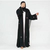 Latest Modest Cardigan Black Islamic Abaya for Women Wholesale Embroidery Bowknot Kimono Nida for