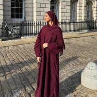 Warm Arabic Corduroy Lady Ramadan Dubai Lady's Modest Muslim Coat Islamic Clothing New Turkey Solid